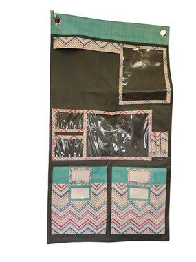 Thirty One 31 Wall Organizer Party Punch And Turquoise Crosshatch Chevron